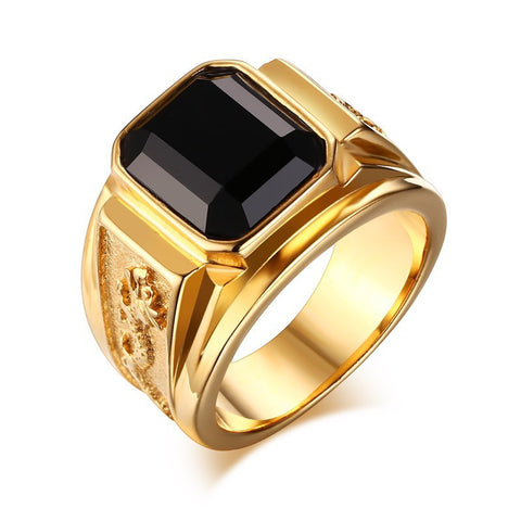 Gold Black Stone Ring